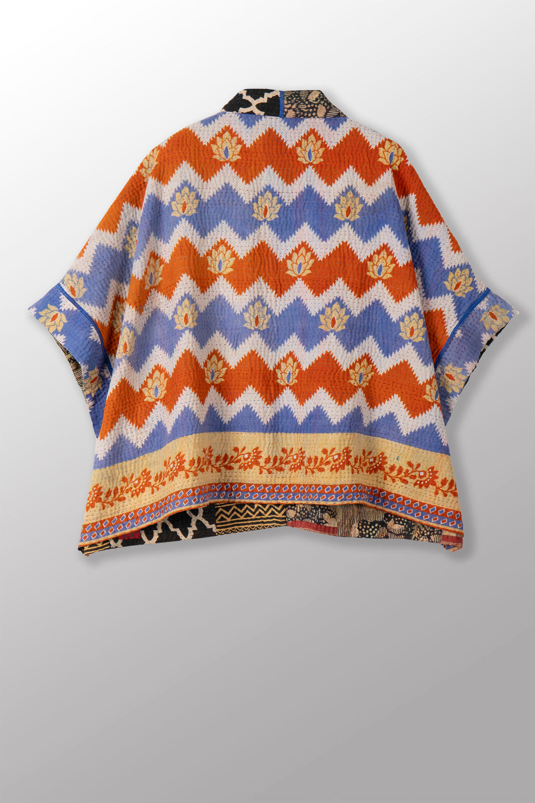 VINTAGE COTTON KANTHA MINI PONCHO - cv4060-0051a -