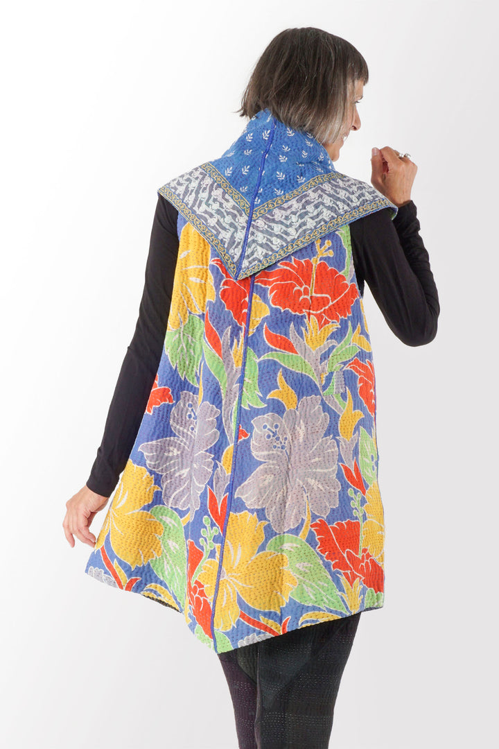 VINTAGE COTTON KANTHA CIRCULAR VEST - cv4201-0042a -