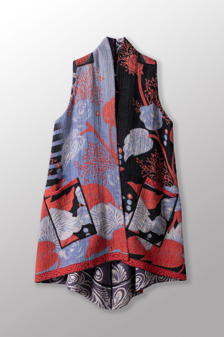 VINTAGE COTTON KANTHA A-LINE VEST - cv4203-0071a -