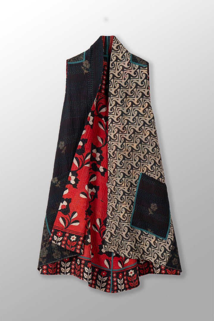 VINTAGE COTTON KANTHA A-LINE VEST - cv4203-0072a -