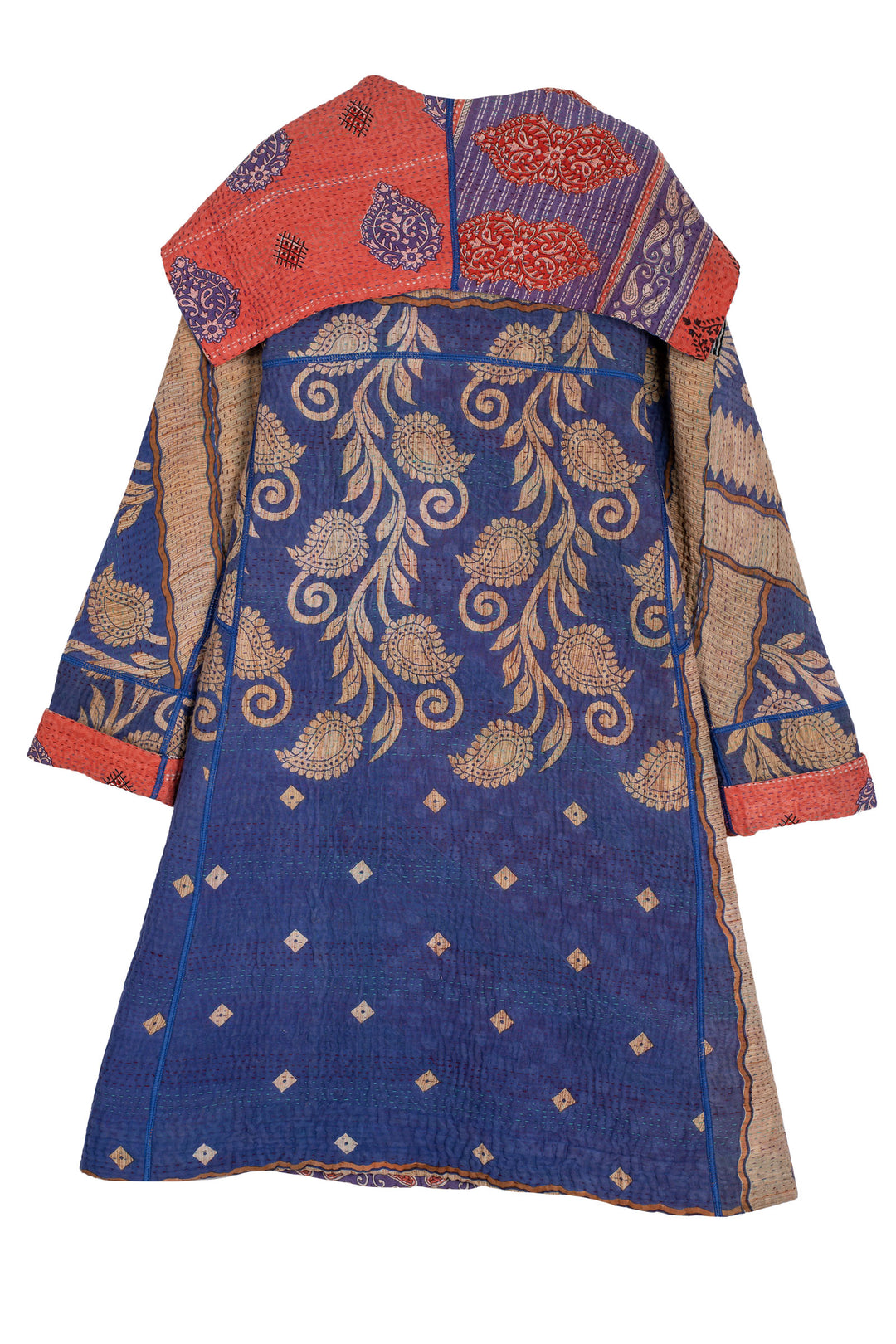 VINTAGE COTTON KANTHA A-LINE COAT - cv4309-0054a -