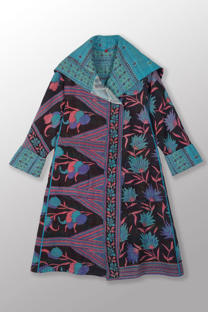 VINTAGE COTTON KANTHA A-LINE COAT - cv4309-0058a -