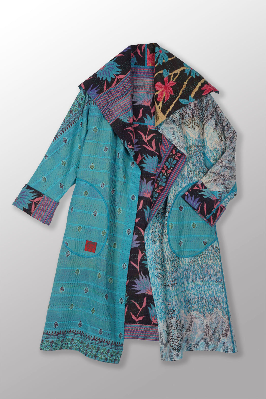 VINTAGE COTTON KANTHA A-LINE COAT - cv4309-0058a -