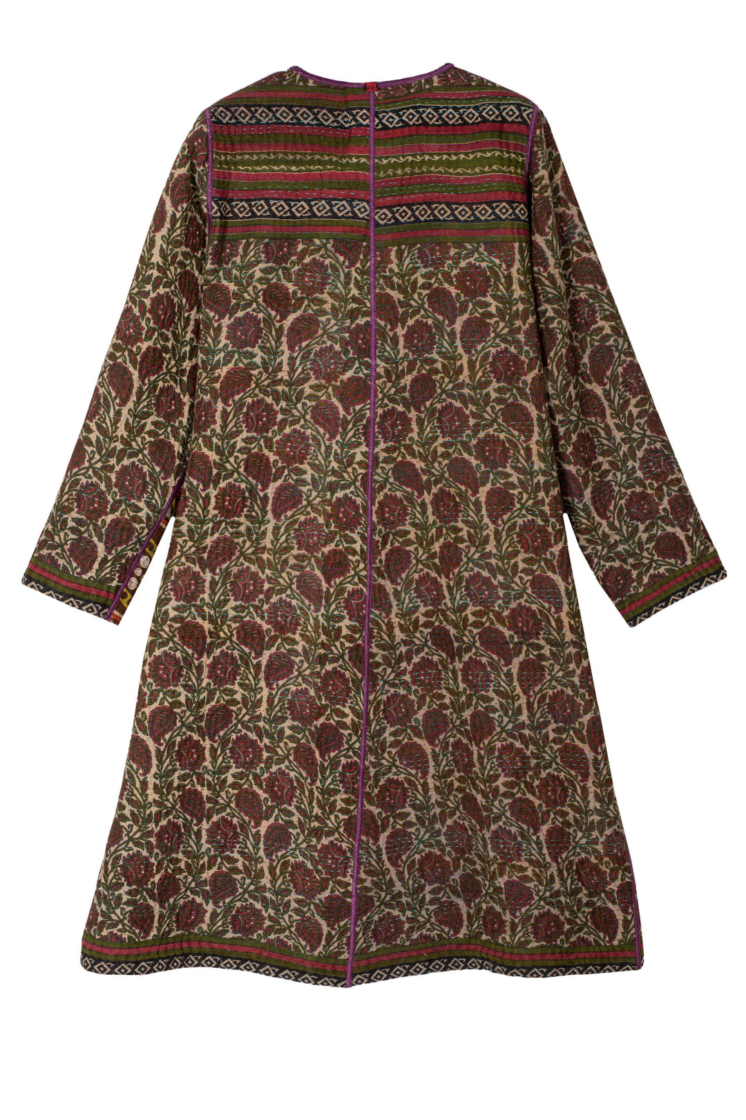 VINTAGE COTTON KANTHA CREW NECK COAT - cv4313-0015a -