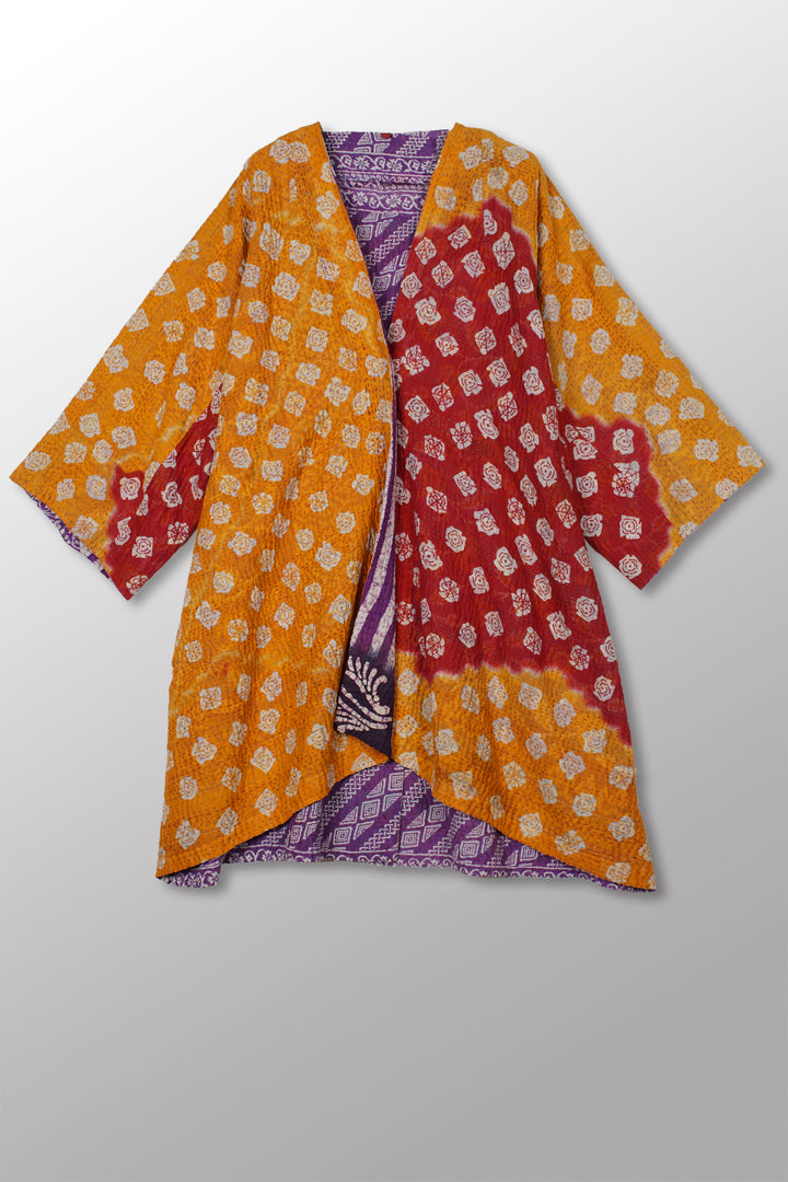 VINTAGE COTTON KANTHA KIMONO DUSTER - cv4317-0027a -