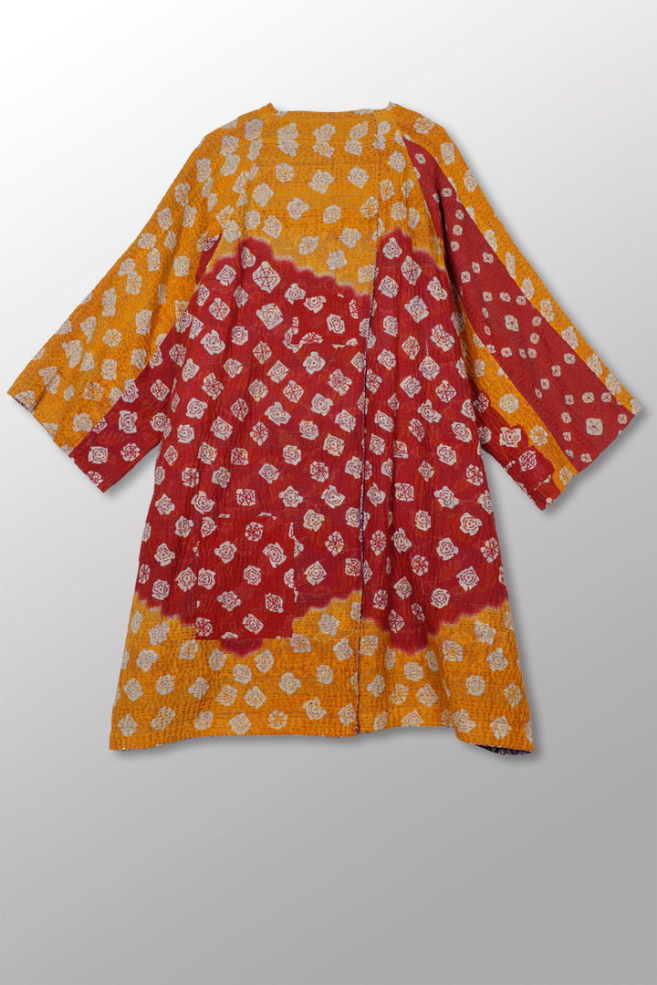 VINTAGE COTTON KANTHA KIMONO DUSTER - cv4317-0027a -