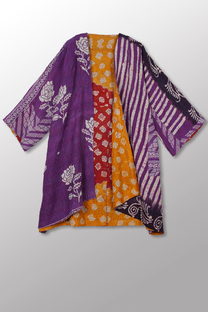 VINTAGE COTTON KANTHA KIMONO DUSTER - cv4317-0027a -