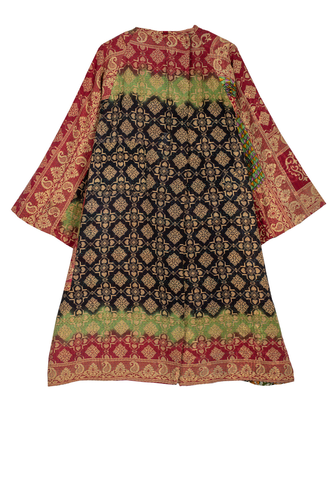 VINTAGE COTTON KANTHA KIMONO DUSTER - cv4317-0031a -