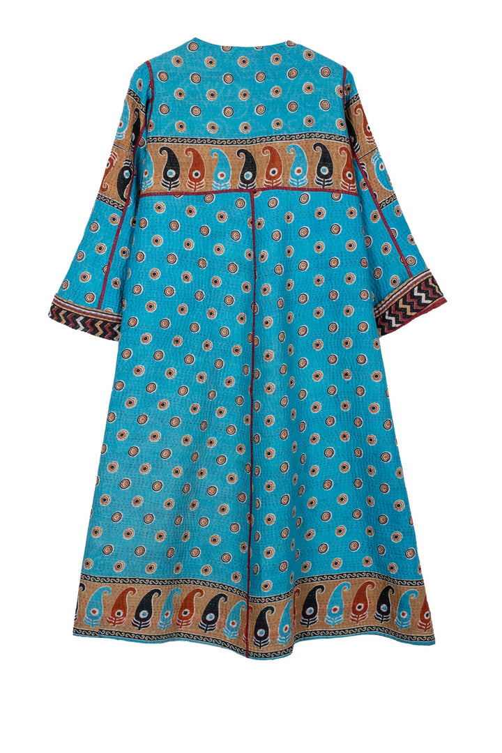 VINTAGE COTTON KANTHA WRAP FLARE COAT - cv4330-0005a -