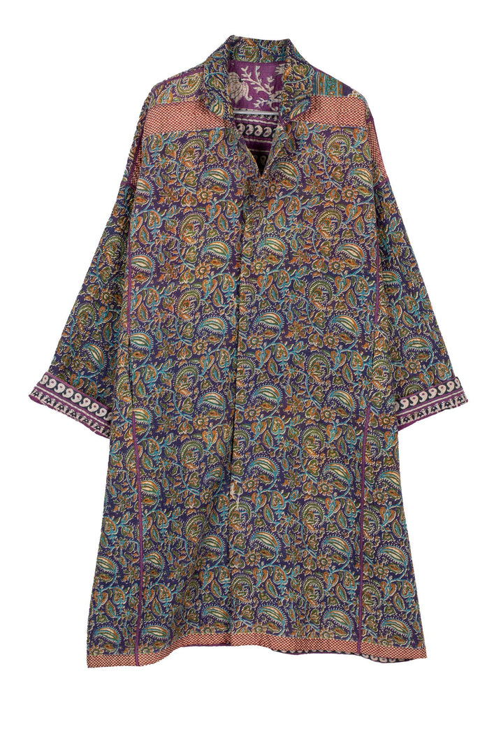 VINTAGE COTTON KANTHA OVERSIZED MEDIUM COAT - cv4331-0001a -