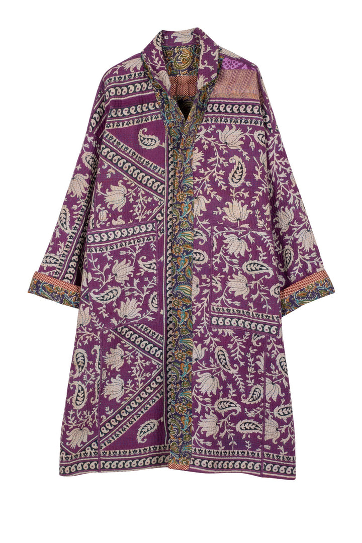 VINTAGE COTTON KANTHA OVERSIZED MEDIUM COAT - cv4331-0001a -