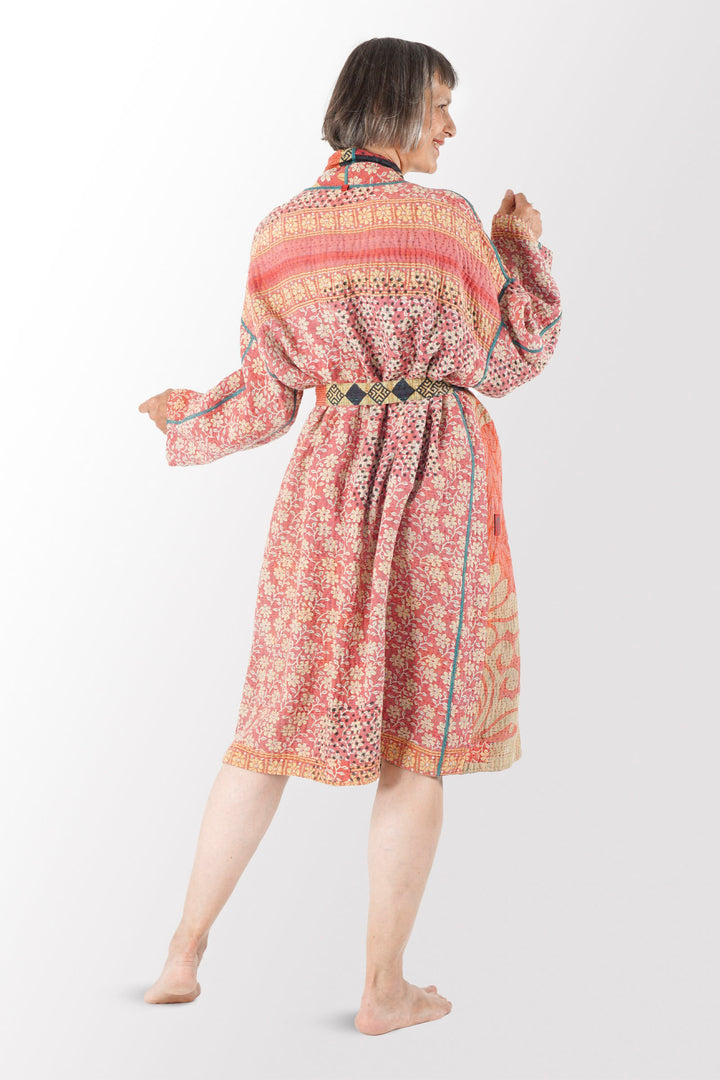 VINTAGE COTTON KANTHA SIMPLE ROBE - cv4334-0004a -