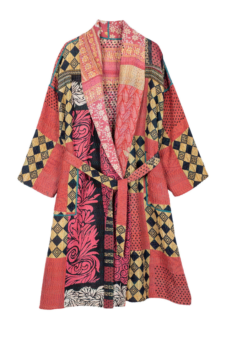 VINTAGE COTTON KANTHA SIMPLE ROBE - cv4334-0004a -