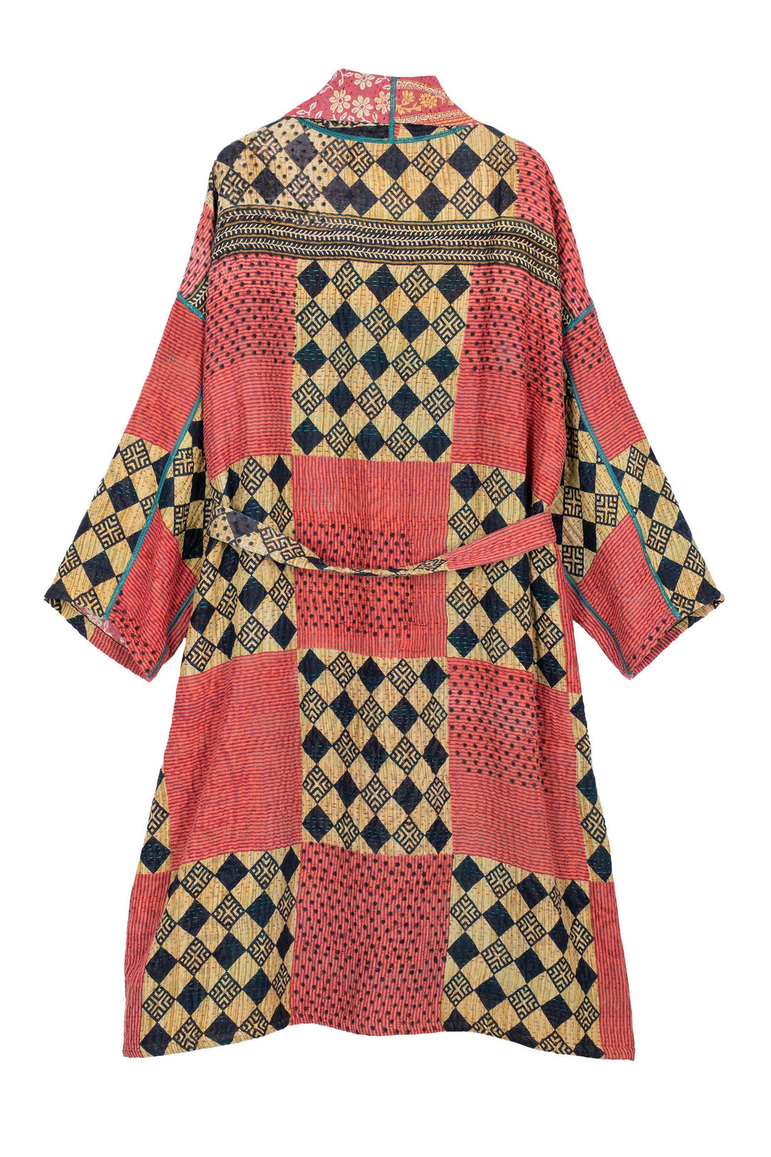 VINTAGE COTTON KANTHA SIMPLE ROBE - cv4334-0004a -