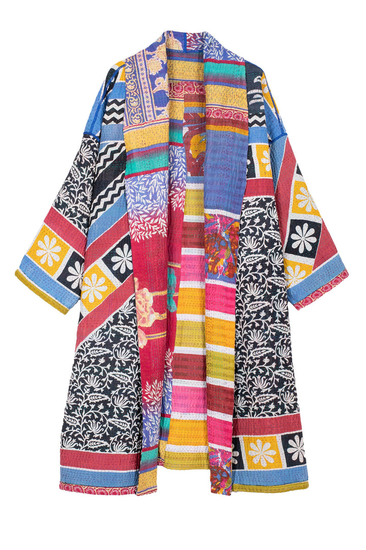 VINTAGE COTTON KANTHA SIMPLE ROBE - cv4334-0011a -