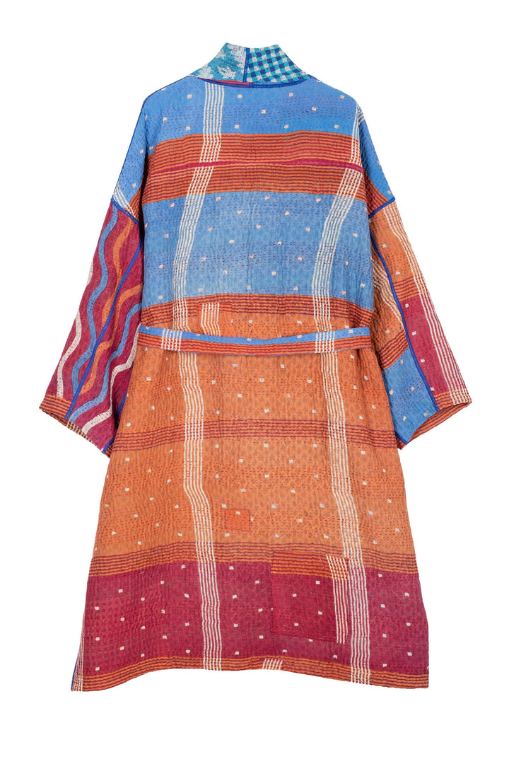 VINTAGE COTTON KANTHA SIMPLE ROBE - cv4334-0012a -