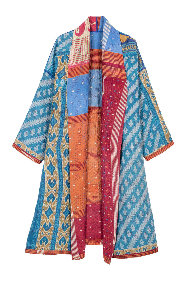 VINTAGE COTTON KANTHA SIMPLE ROBE - cv4334-0012a -