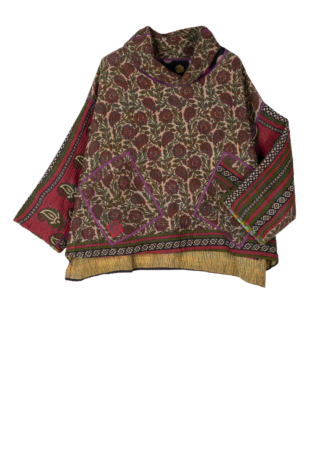 VINTAGE COTTON KANTHA COWL PULLOVER - cv4547-0014a -