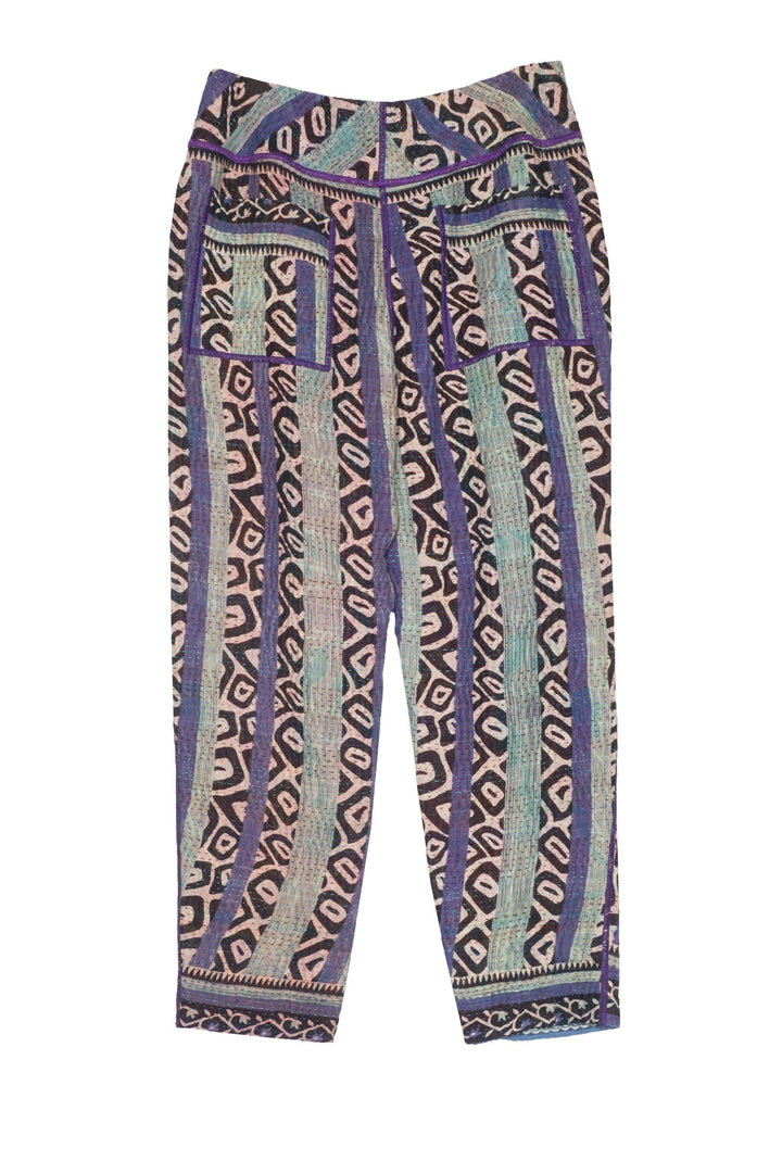 VINTAGE COTTON KANTHA SLANT POCKET PANTS - cv5612-0014m -