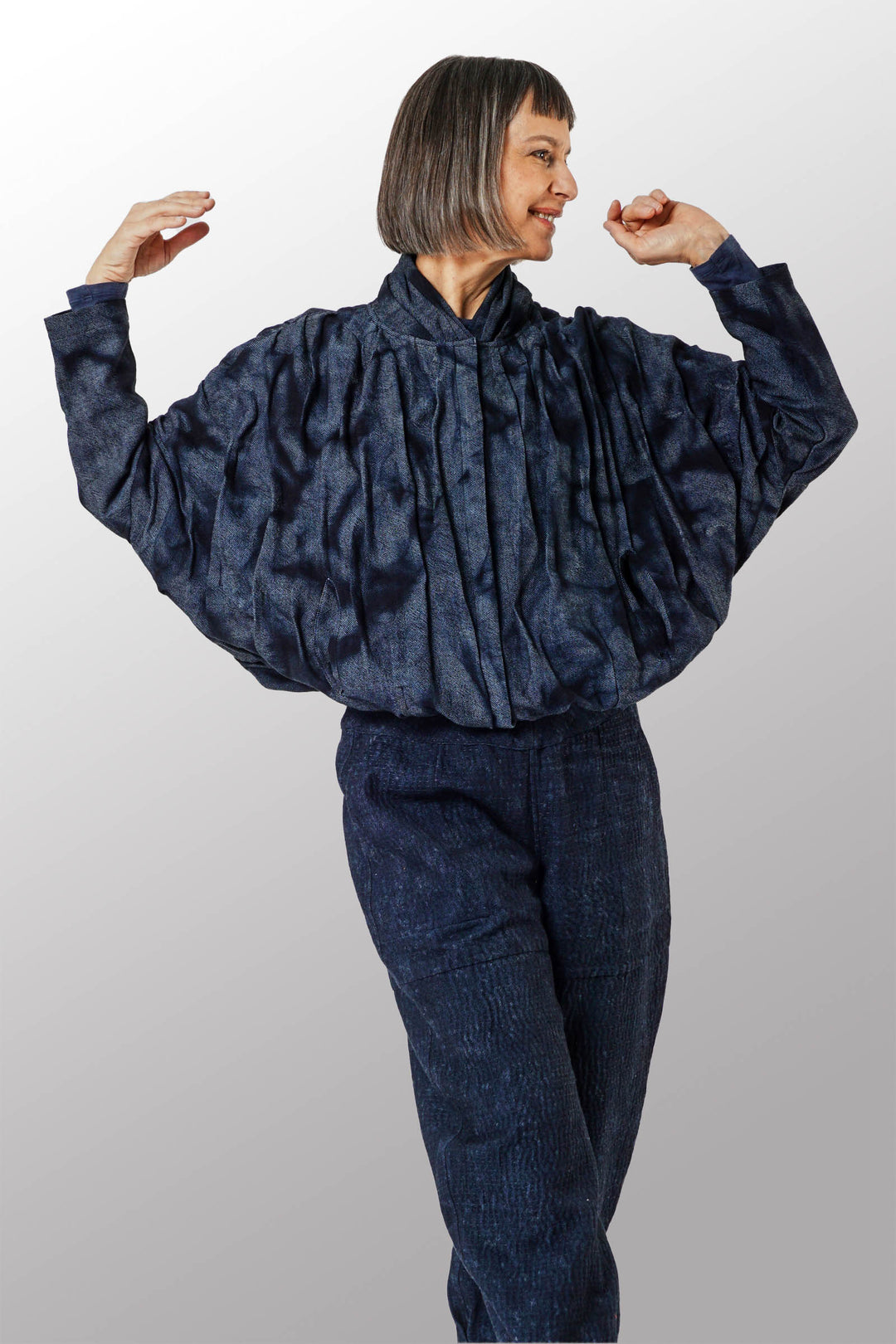 DENIM CRUMBLE SUN-DYE CAPELET - cw1079-nvy -