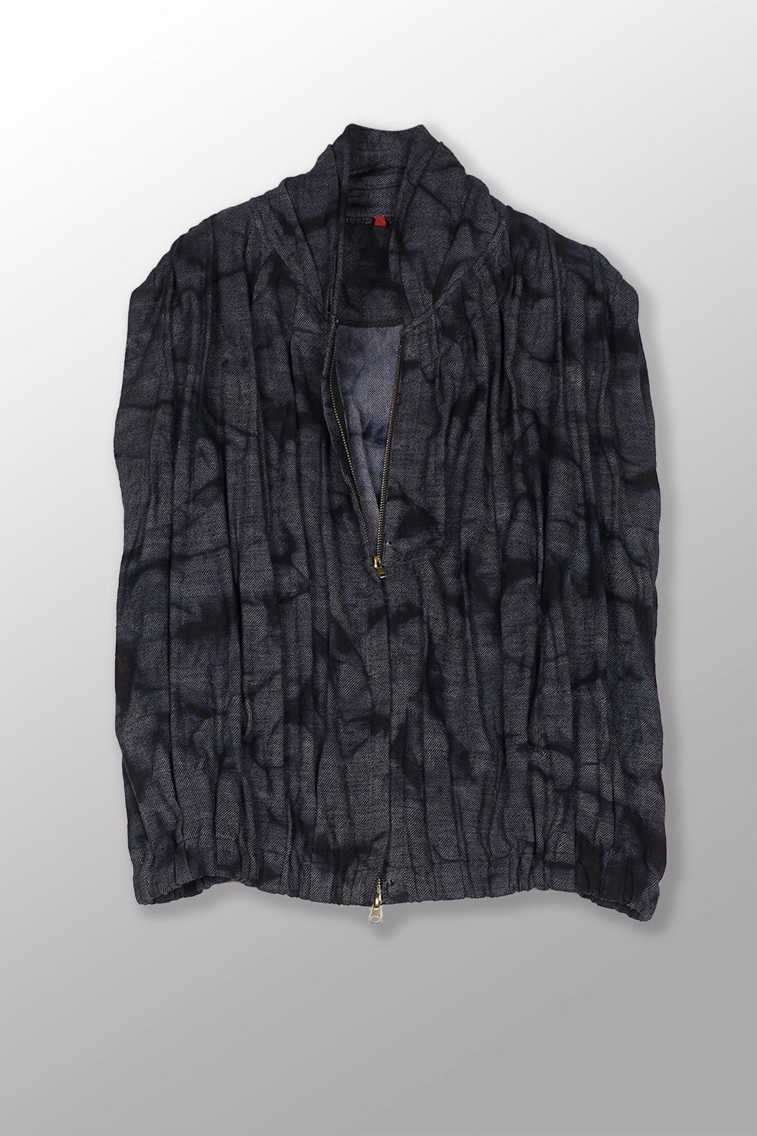 DENIM CRUMBLE SUN-DYE WAVY TUCK SCARF NECK VEST - cw1246-nvy -
