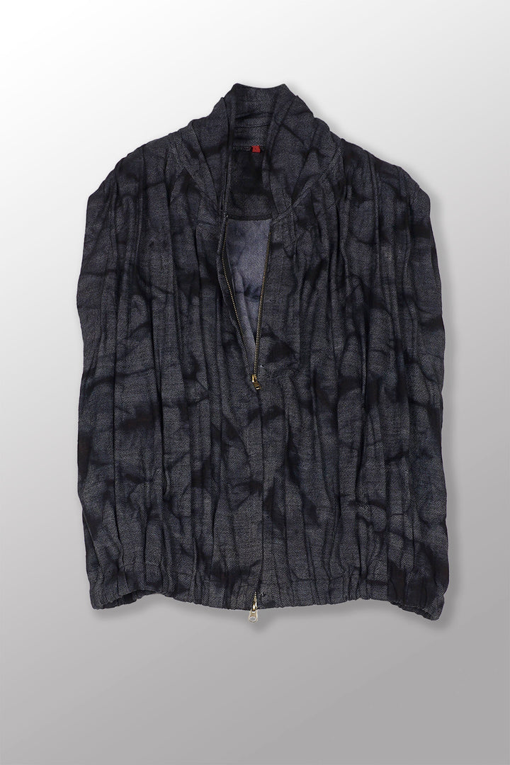 DENIM CRUMBLE SUN-DYE WAVY TUCK SCARF NECK VEST - cw1246-nvy -