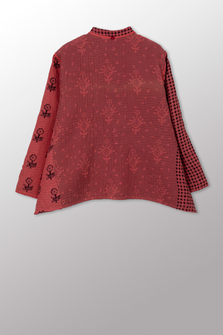 BBK PATCH KANTHA KAFTAN JACKET SHORT - bl-bbp4088-pik -