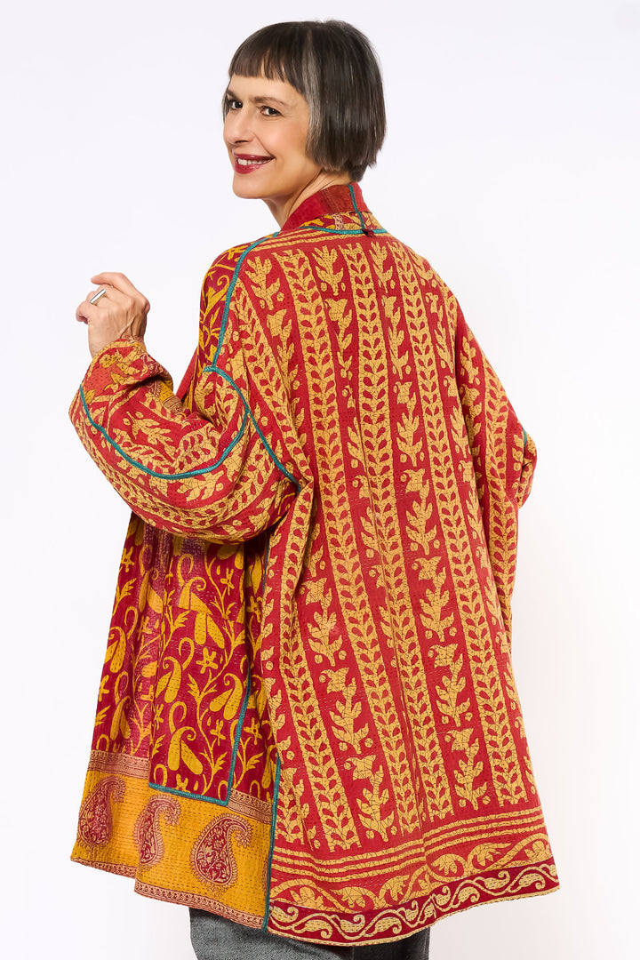 VINTAGE COTTON KANTHA HAORI JACKET - cv2068-0006a -