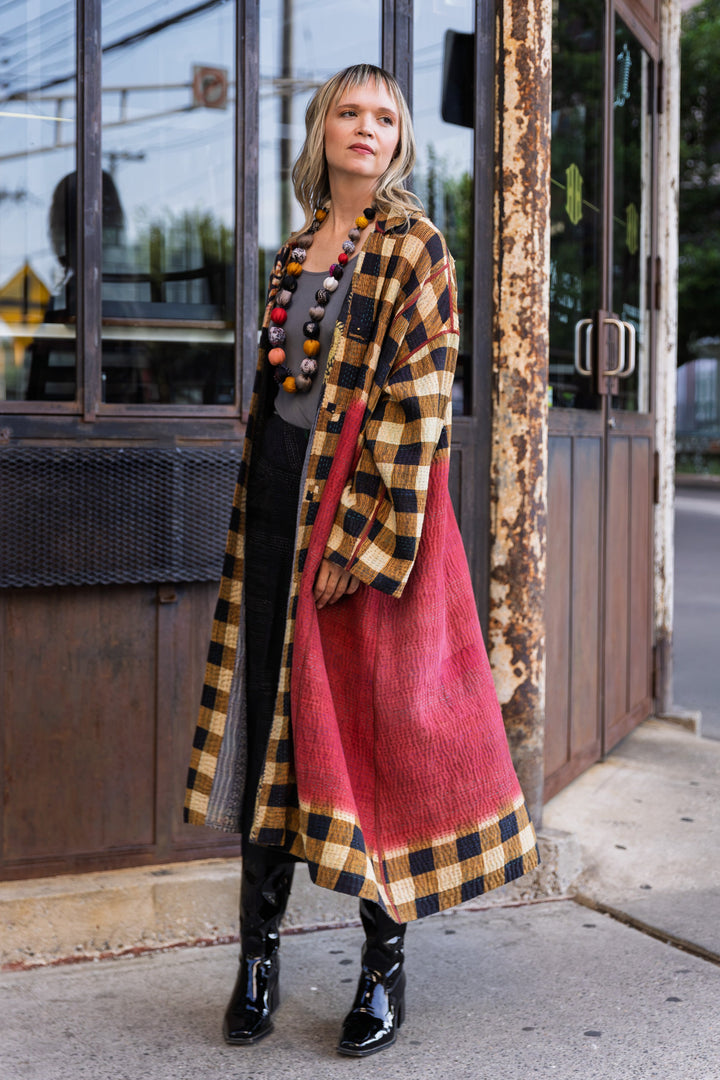 VINTAGE COTTON KANTHA OVERSIZED COAT - cv4326-0054a -