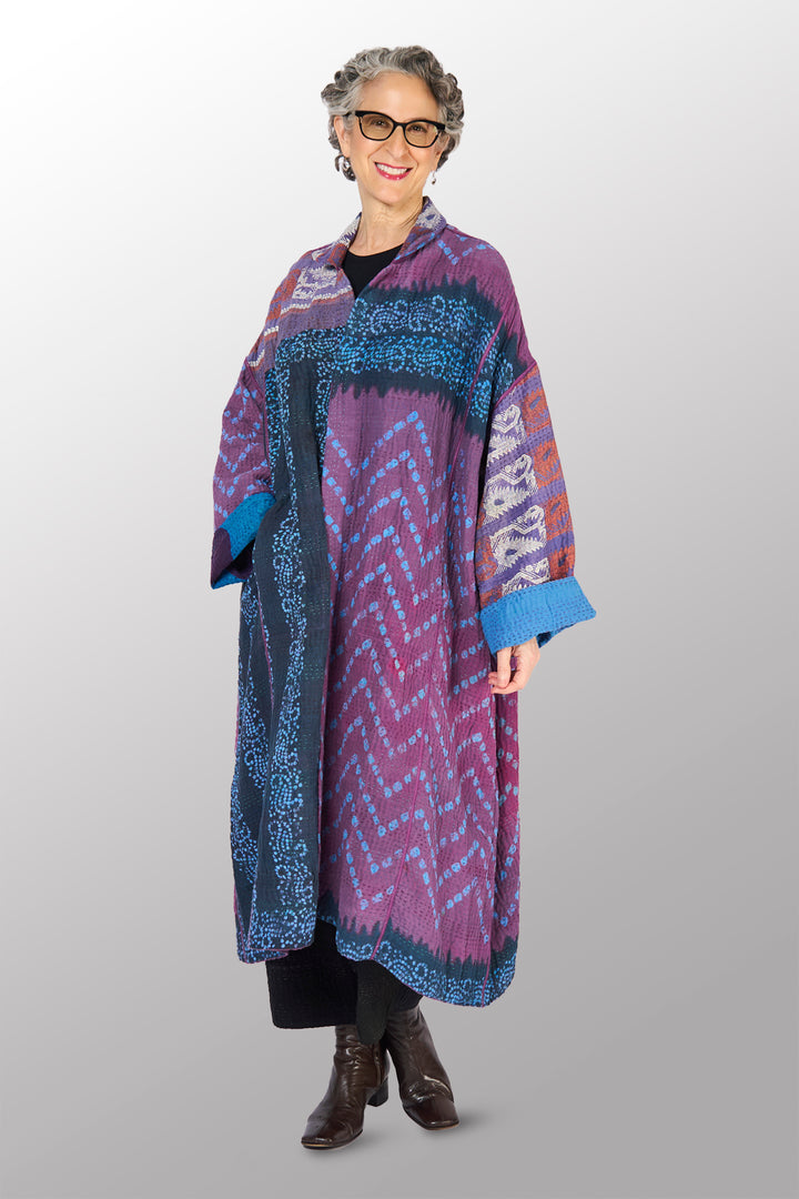 COTTON OVERDYE KANTHA NEW OVERSIZED COAT - ov4342-cprp001a -