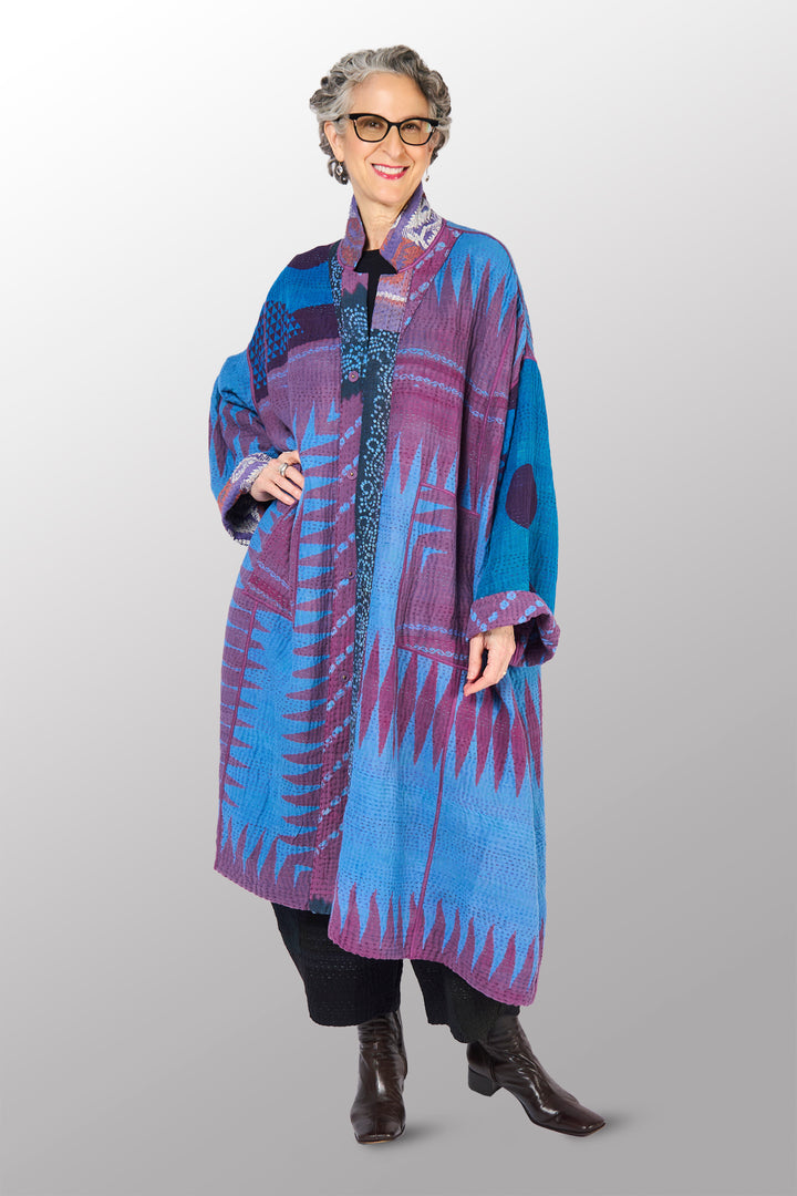 COTTON OVERDYE KANTHA NEW OVERSIZED COAT - ov4342-cprp001a -