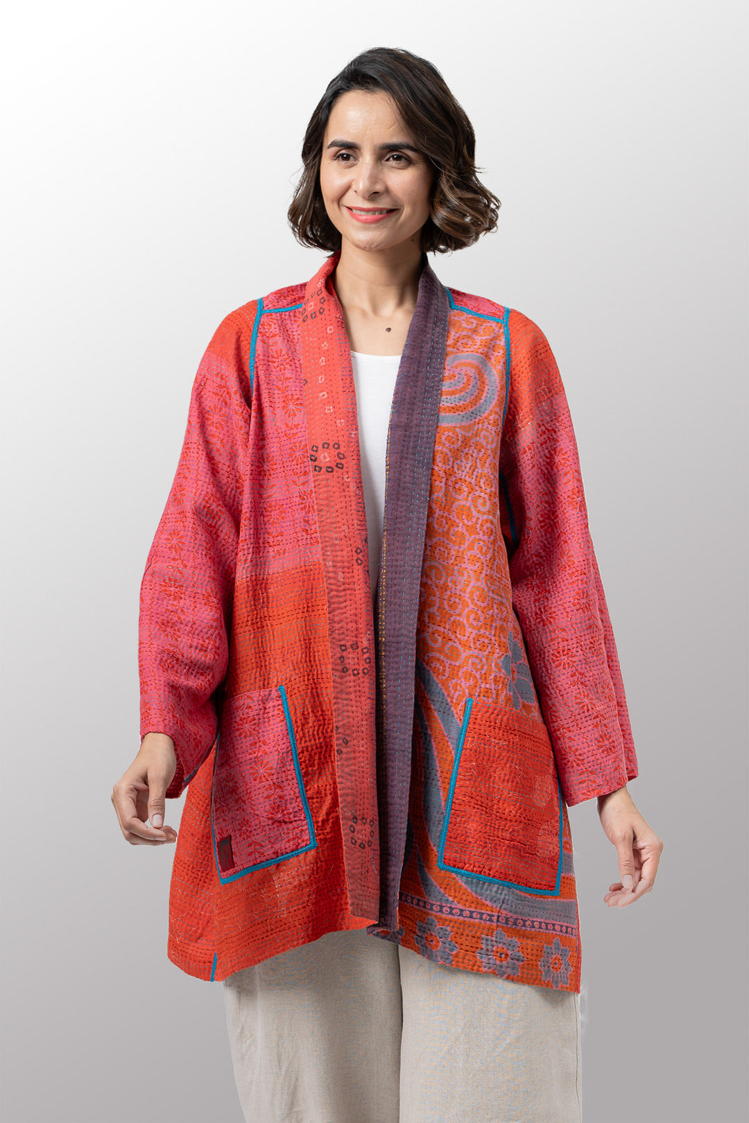 VINTAGE COTTON KANTHA A-LINE JKT - cv2003-0162a -