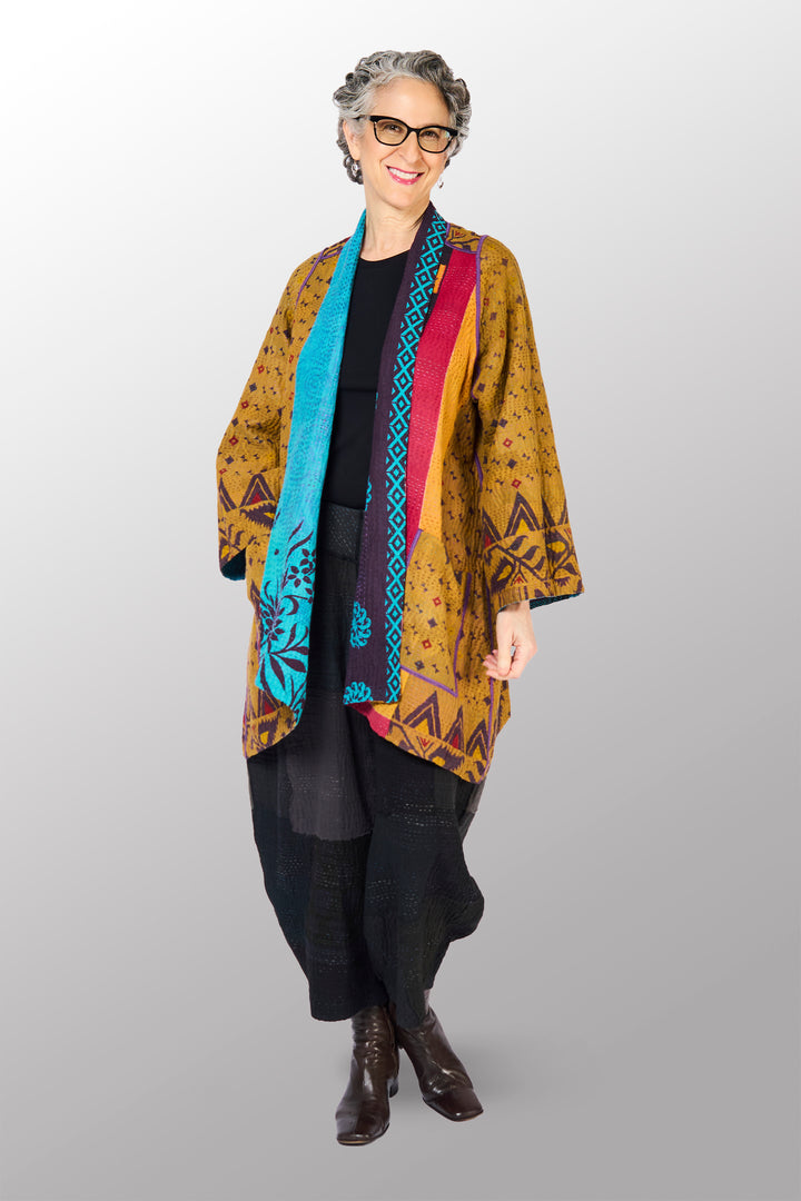 COTTON OVERDYE KANTHA A-LINE JKT - ov4003-ctuq001a -
