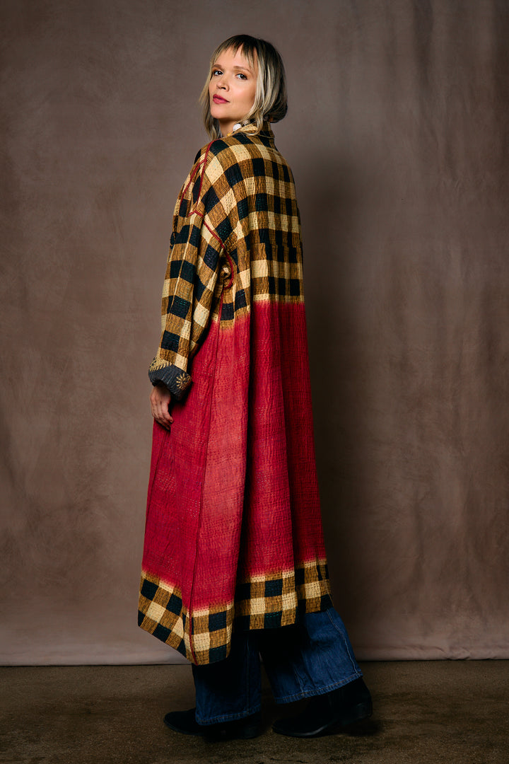 VINTAGE COTTON KANTHA OVERSIZED COAT - cv4326-0054a -