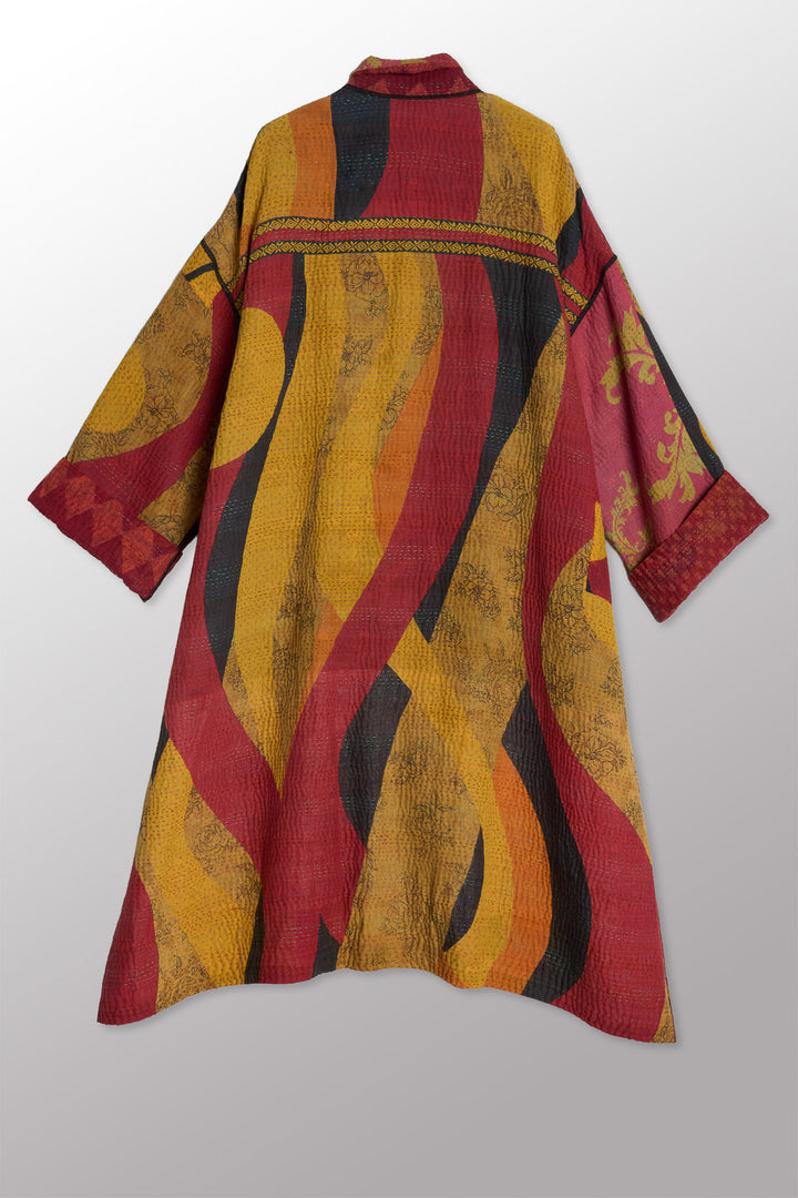 COTTON OVERDYE KANTHA NEW OVERSIZED COAT - ov4342-cred007a -