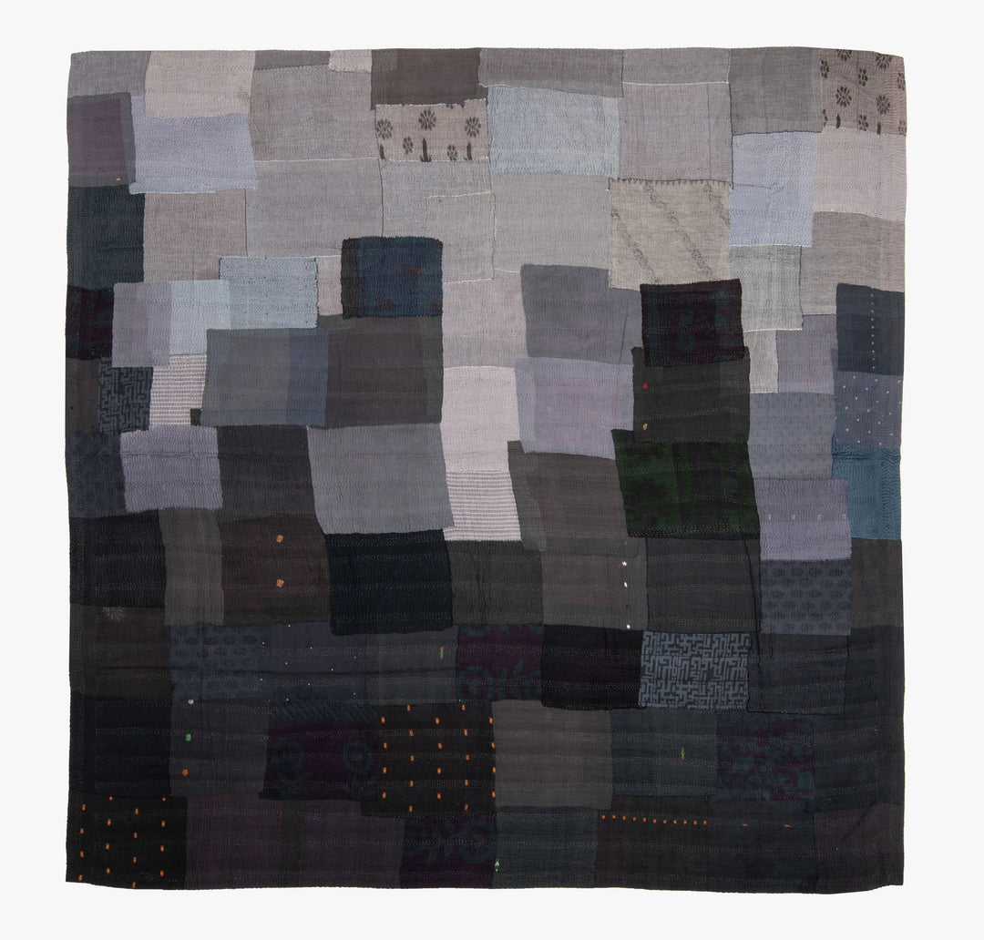 Landscape Handmade Vintage Kantha Quilts -Black