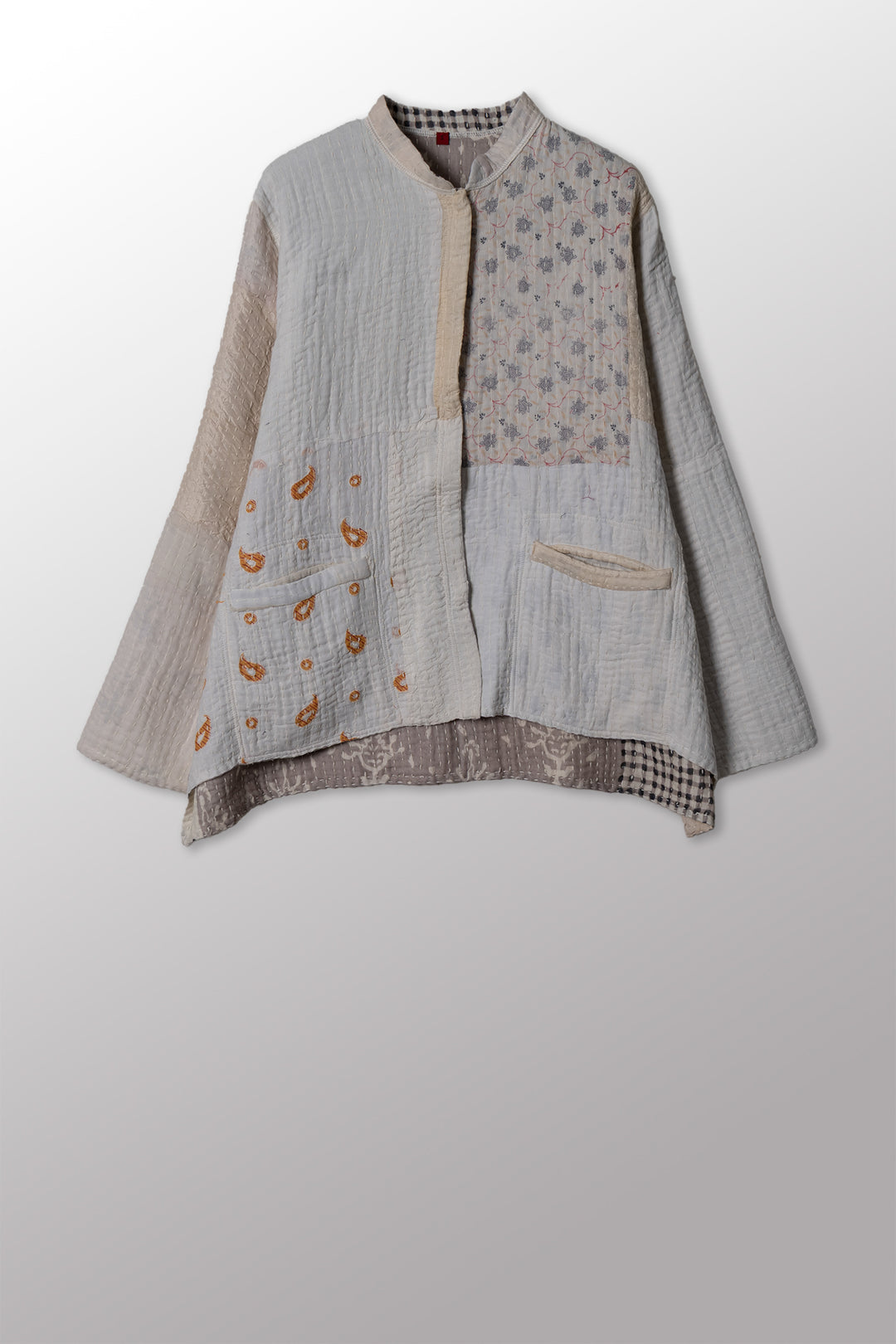 BBK PATCH KANTHA KAFTAN JACKET SHORT - bl-bbp4088-ivy -