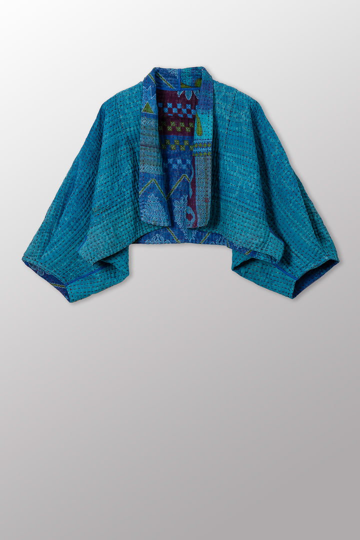 VINTAGE COTTON BBK KANTHA PUFF SLV. SHRUG - bb4062-0001a -