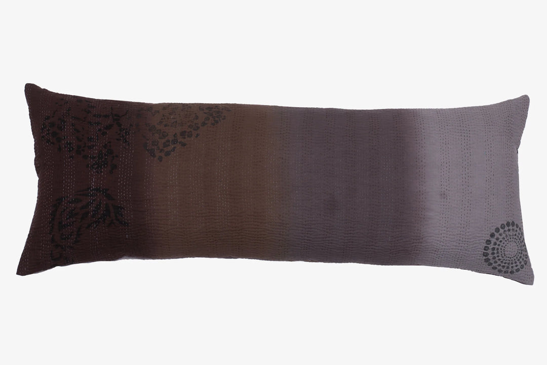 Cotton Ombre Handmade Kantha Lumber Pillow -Chocolate