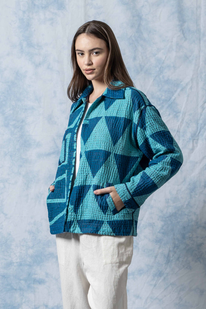 VINTAGE COTTON BBK KANTHA WORKERS JACKET - bl-bb4085-0001s -
