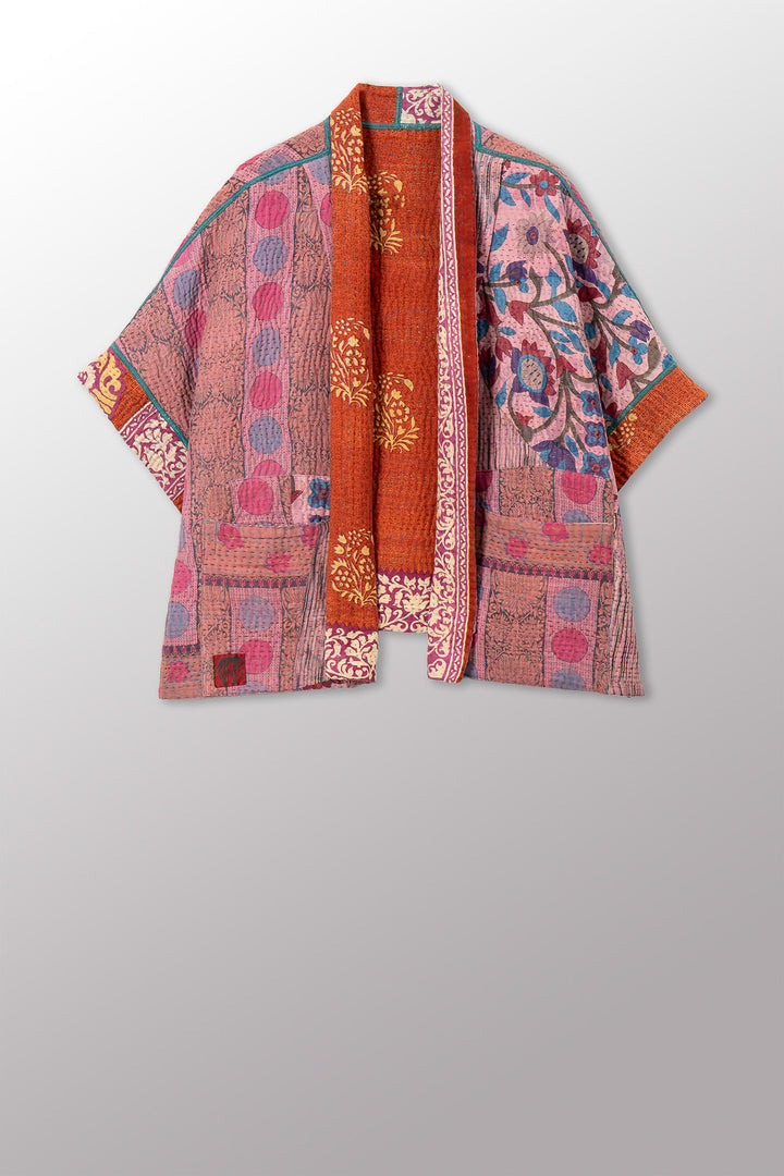 VINTAGE COTTON KANTHA MINI PONCHO - cv4060-0062a -