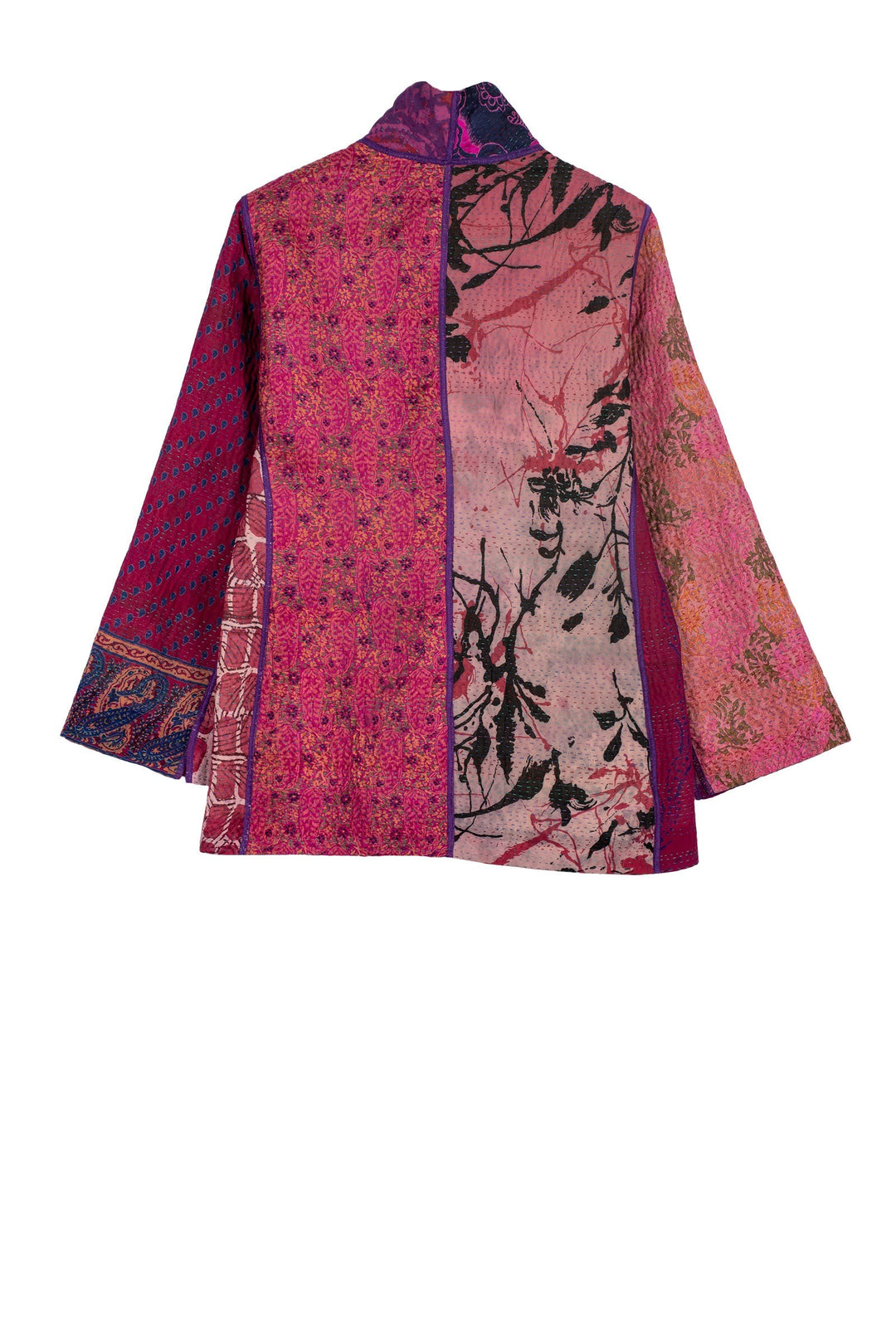 JACQUARD SILK KANTHA SHORT JACKET - js4007-pik -