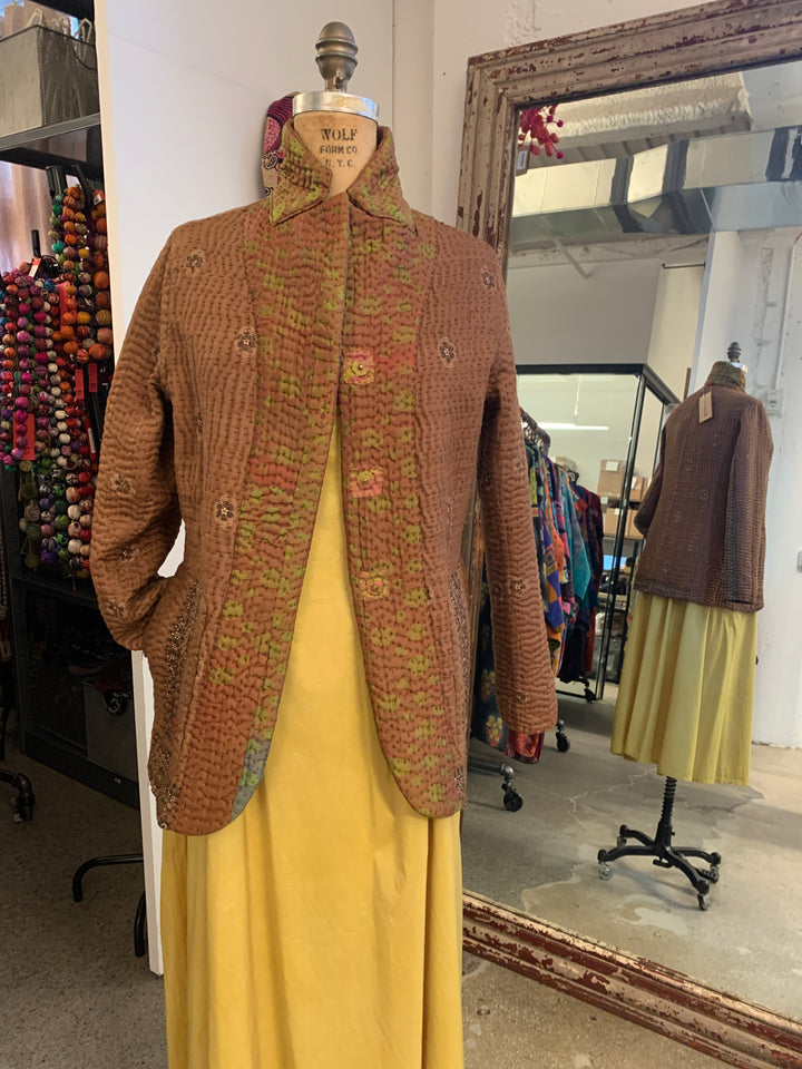 JACQUARD WITH WOVEN KANTHA BASIC JACKET - jq5052-0001s -