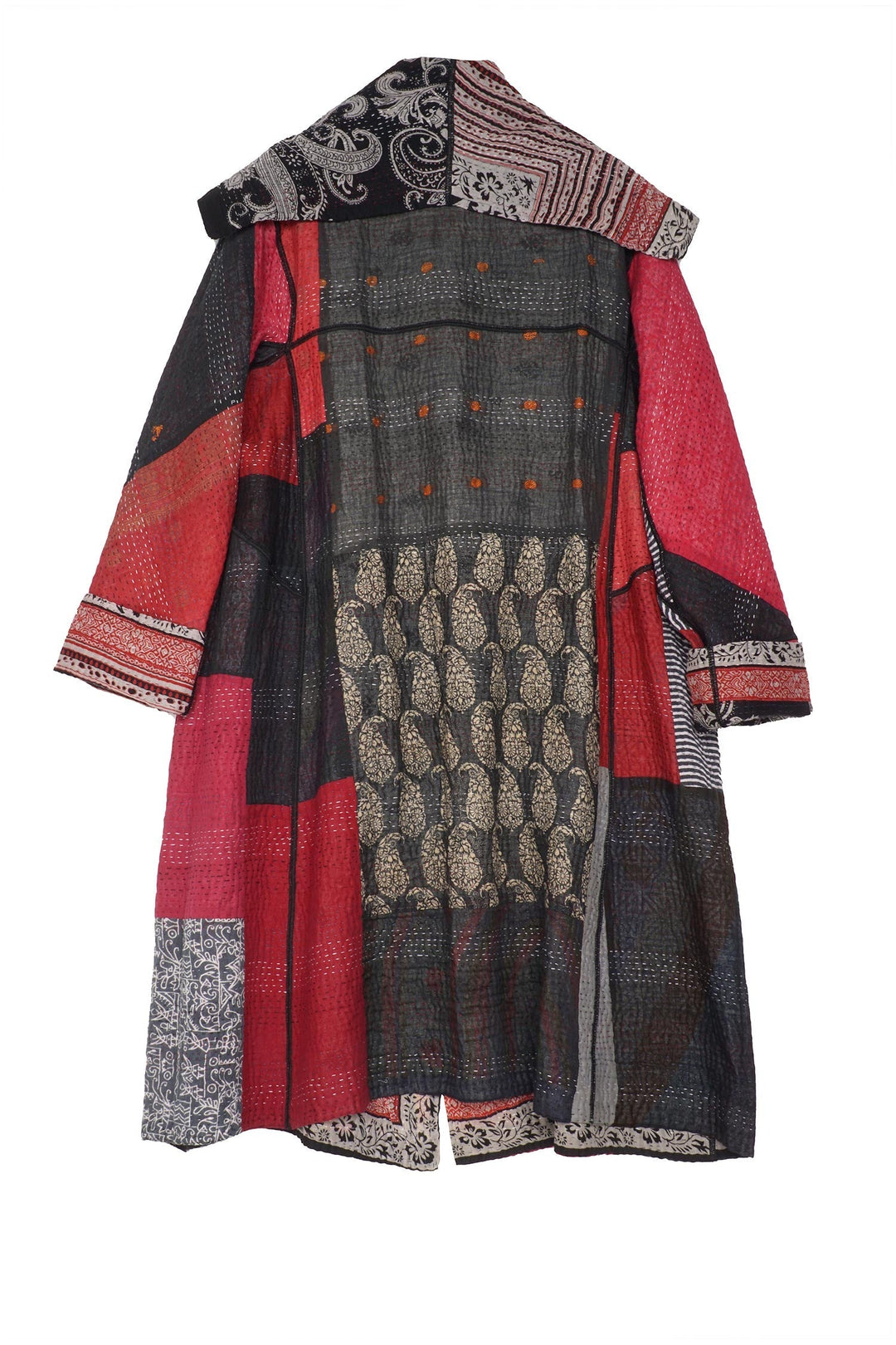PAISLEY & PATCH KANTHA A-LINE COAT - py4309-blk -