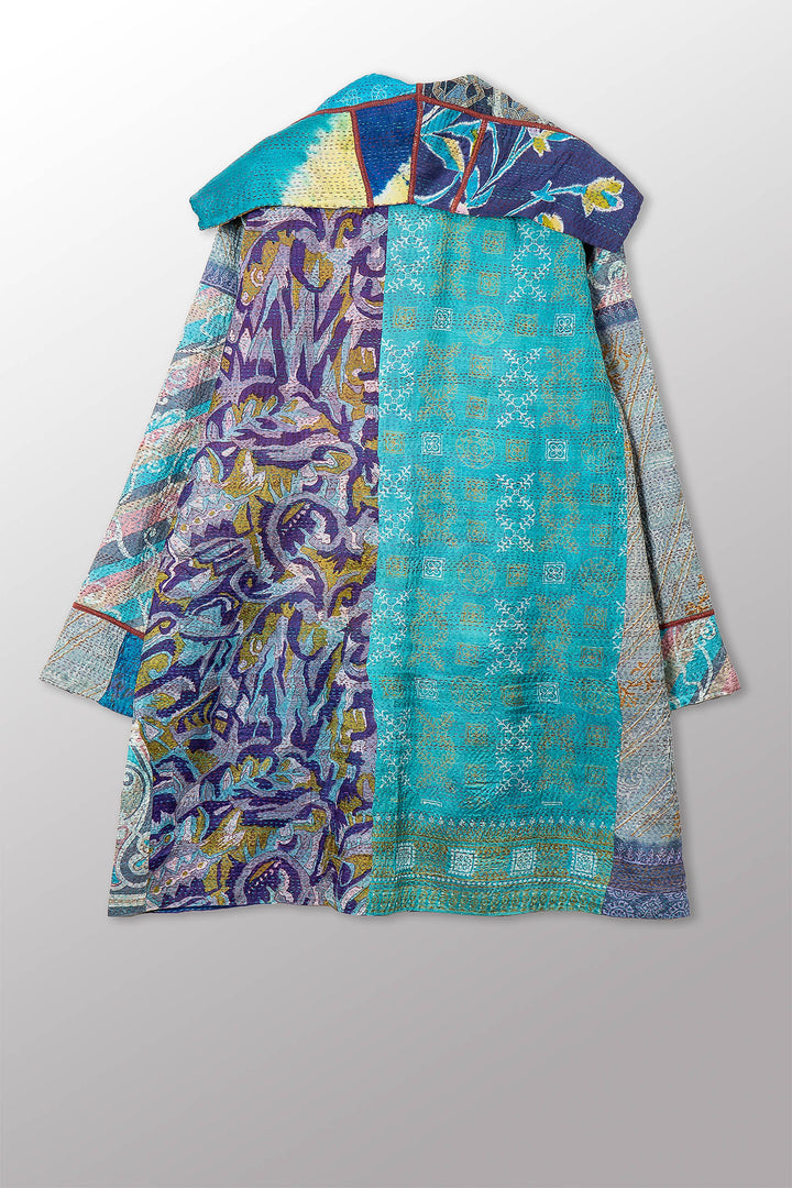 VINTAGE SILK KANTHA POCKET MEDIUM COAT - sv2316-0009m -