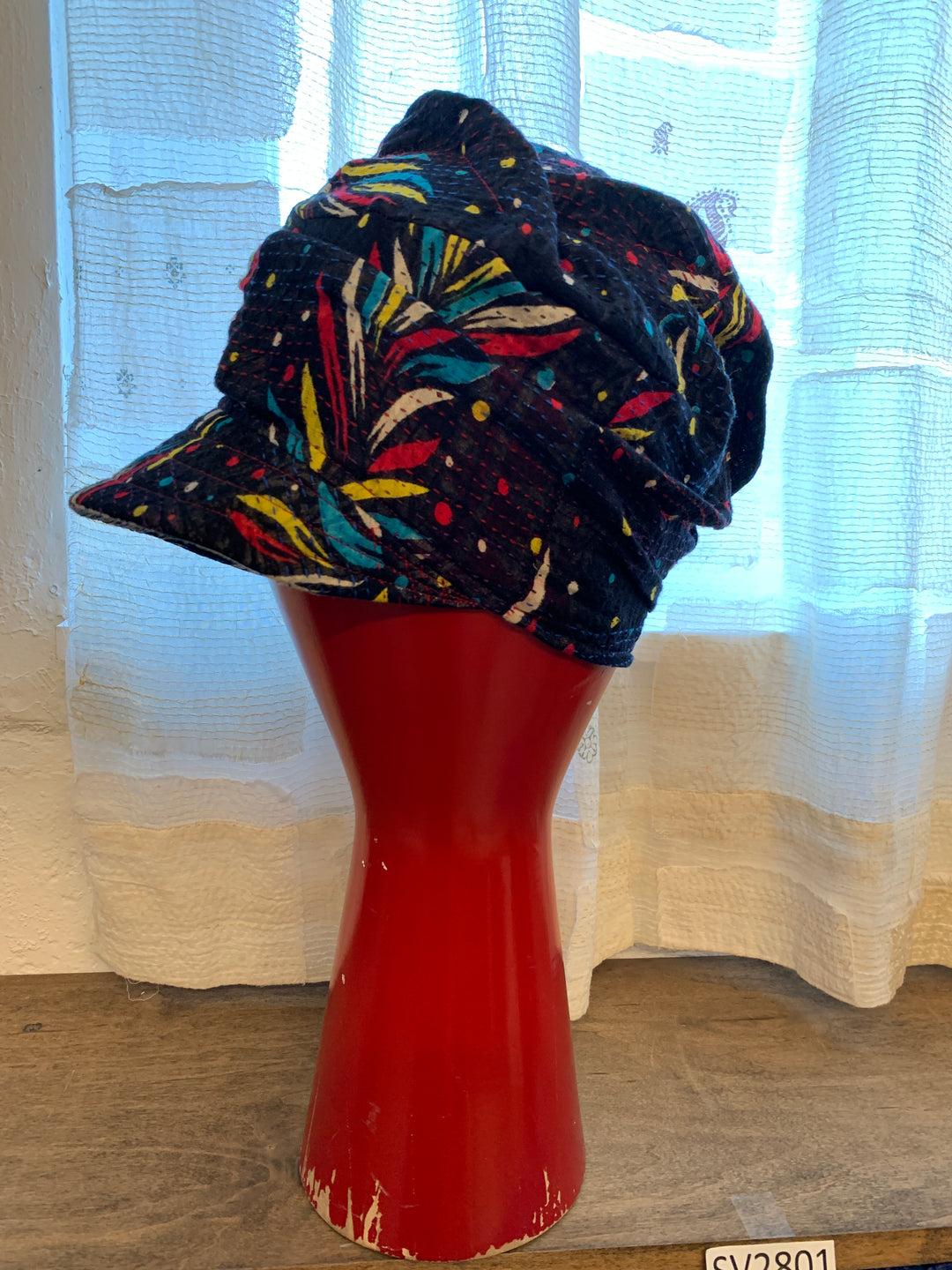 PATCHED & LEAVES KANTHA HALF BRIM HAT - pl2881-blk -