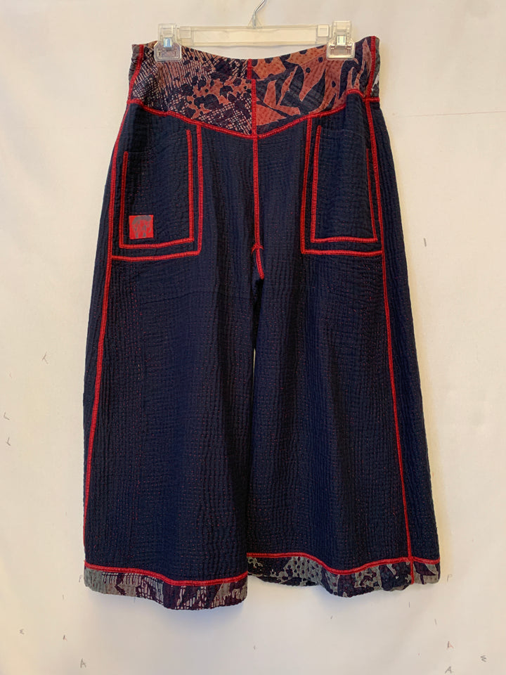 MONOTONE TWILIGHT PRINT KANTHA GAUCHO SHORT - tp4618-red -