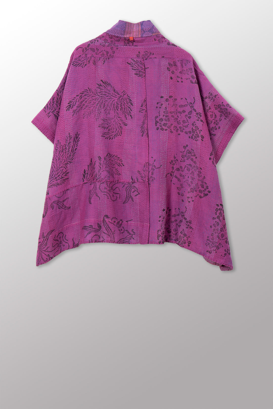 VINTAGE COTTON & NEW VOILE KANTHA PONCHO TOP - cn2568-0004a -