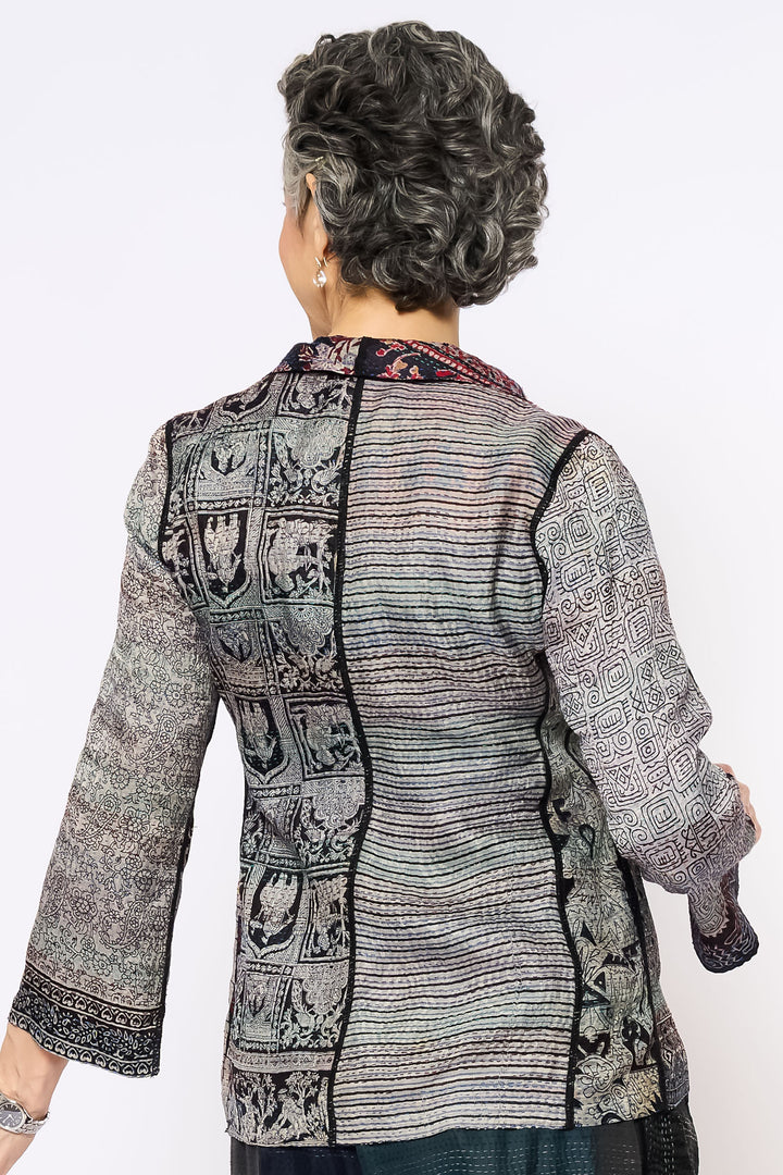 VINTAGE SILK KANTHA SHORT JKT - sv2007-0071s -