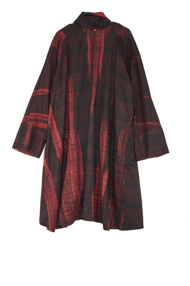 KIMONO PRINT KANTHA KIMONO LONG JKT - kp2005-red -